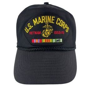 U.S. Marine Corps Vietnam 1959-1975 Veteran Ribbons Baseball Cap Snapback Black